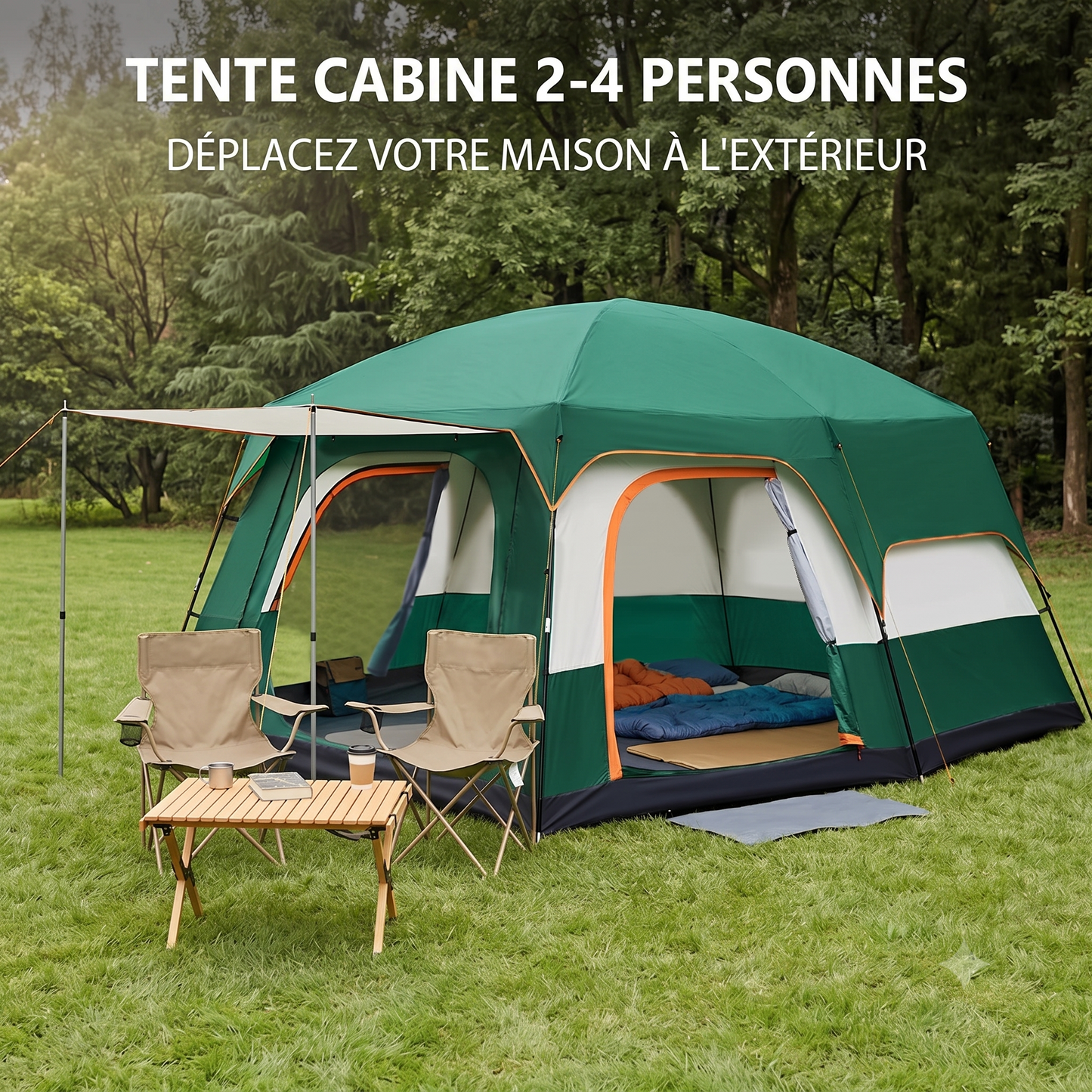 Tente Familiale 3-4 Personnes Vestibule Avant — CampNest HGTUGO