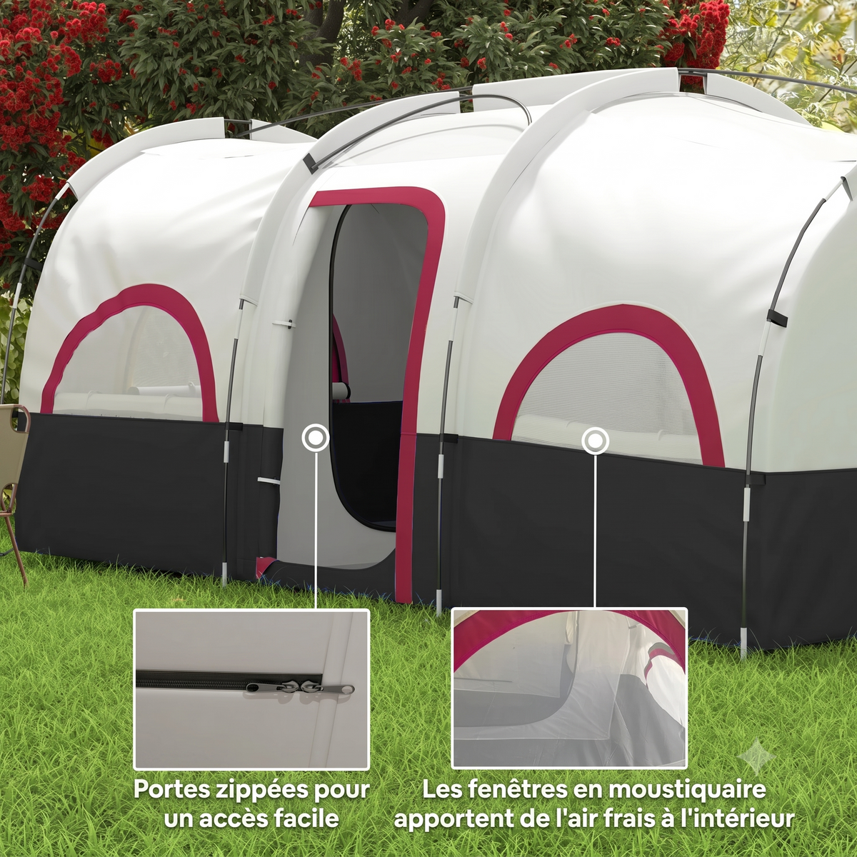 Tente Tunnel 4-6 Personnes 2 Chambres Imperméable — CampNest Outsunny Family