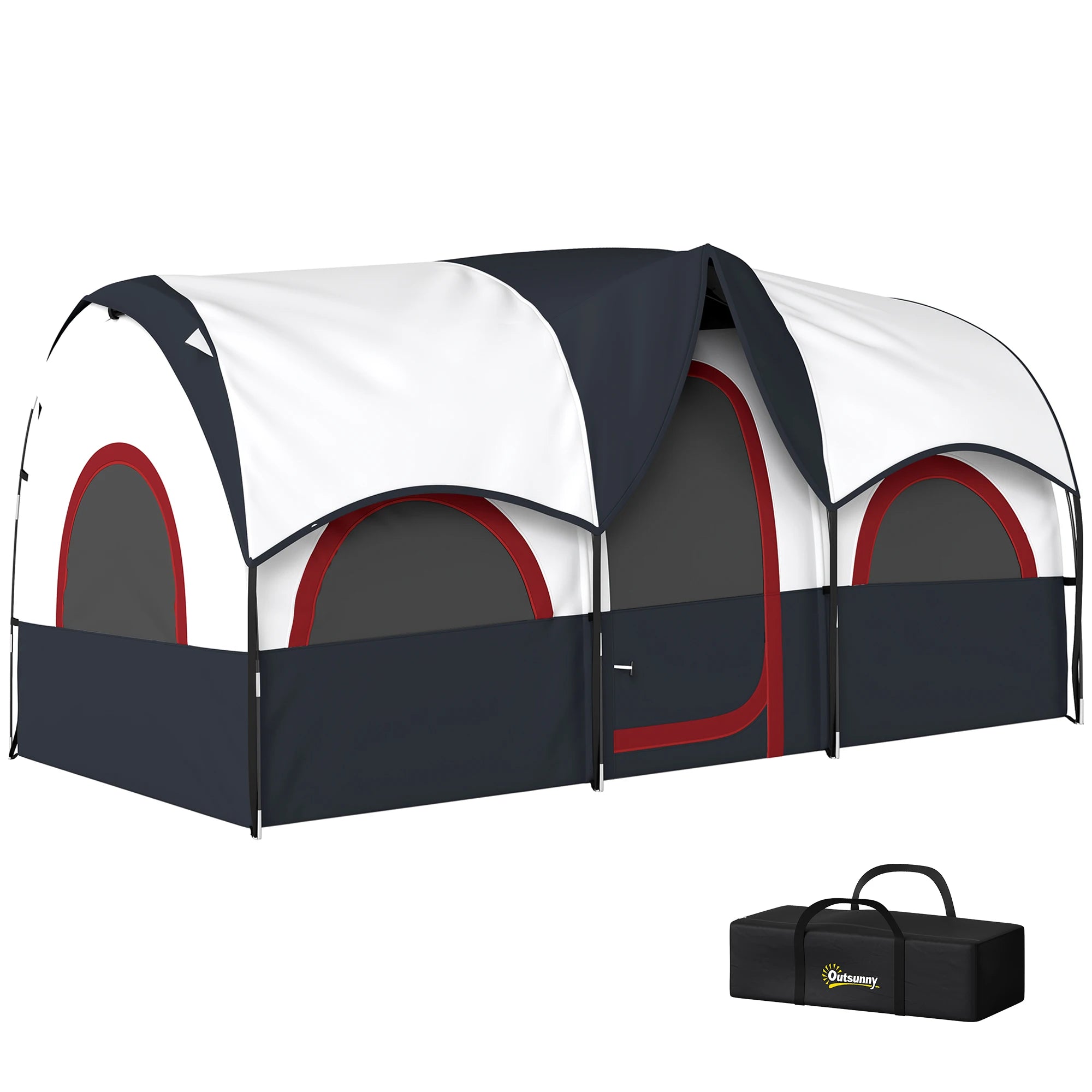 Outsunny Tunnel-Type Family Camping Tent for 4-6 People Gray White