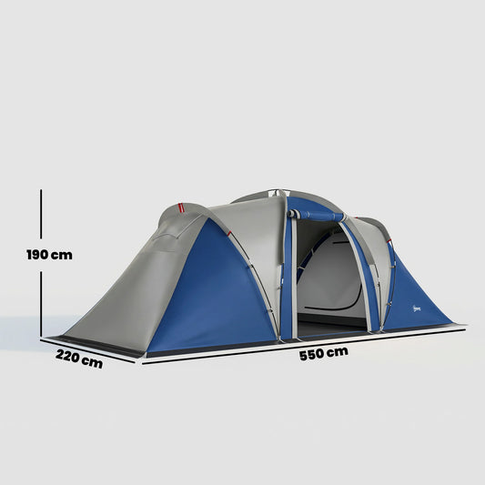 Tente Tunnel Familiale 4-5 Personnes 2 Chambres — CampNest Outsunny Expedition