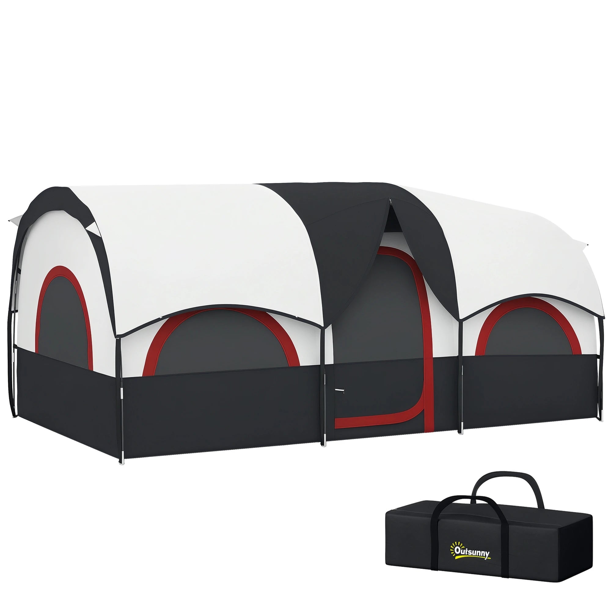 Outsunny Tunnel-Type Family Camping Tent for 4-6 People Gray White